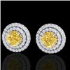 2 ctw Citrine & Micro Pave VS/SI Diamond Stud Earrings 18k White Gold - REF-85F5M
