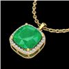 6 ctw Emerald & Micro Pave Halo VS/SI Diamond Necklace 18k Yellow Gold - REF-103N6F