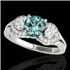 1.7 ctw SI Certified Fancy Blue Diamond 3 Stone Ring 10k White Gold - REF-163A6N