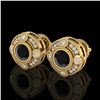1.5 ctw Fancy Black Diamond Art Deco Stud Earrings 18k Yellow Gold - REF-113R6K