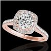 1.65 ctw Certified Diamond Solitaire Halo Ring 10k Rose Gold - REF-244Y3X