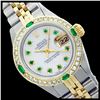 Rolex Ladies Two Tone 14K Gold/SS, Diam/Emerald Dial & Diam/Emerald Bezel, Sapphire Crystal