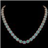 33.25 ctw Swiss Topaz & Diamond Micro Pave Halo Necklace 10k Rose Gold - REF-600K2Y