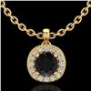 1.1 ctw Fancy Black Diamond Art Deco Stud Necklace 18k Yellow Gold - REF-79K3Y