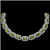 130.05 ctw Tourmaline & Diamond Victorian Necklace 14K White Gold - REF-3619R6K