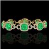 25 ctw Emerald & Micro VS/SI Diamond Certified Bracelet 14k Yellow Gold - REF-457A3N