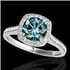 1.65 ctw SI Certified Fancy Blue Diamond Halo Ring 10k White Gold - REF-156A8N