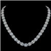 24.65 ctw Aquamarine & Diamond Micro Pave Halo Necklace 10k White Gold - REF-600K2Y