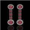 10.23 ctw Ruby & Diamond Earrings 14K White Gold - REF-227R3K