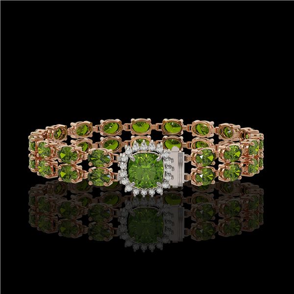 17.35 ctw Tourmaline & Diamond Bracelet 14K Rose Gold - REF-245K5Y