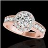 Image 1 : 1.85 ctw Certified Diamond Solitaire Halo Ring 10k Rose Gold - REF-225M2G