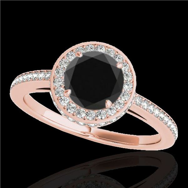1.55 ctw Certified VS Black Diamond Solitaire Halo Ring 10k Rose Gold - REF-65W2H