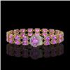 Image 1 : 14.1 ctw Amethyst & Diamond Bracelet 14K Yellow Gold - REF-209Y3X