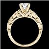 Image 2 : 1.1 ctw Certified Diamond Solitaire Antique Ring 10k Yellow Gold - REF-184W3H