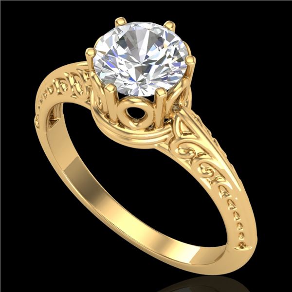 1 ctw VS/SI Diamond Art Deco Ring 18k Yellow Gold - REF-361A8N