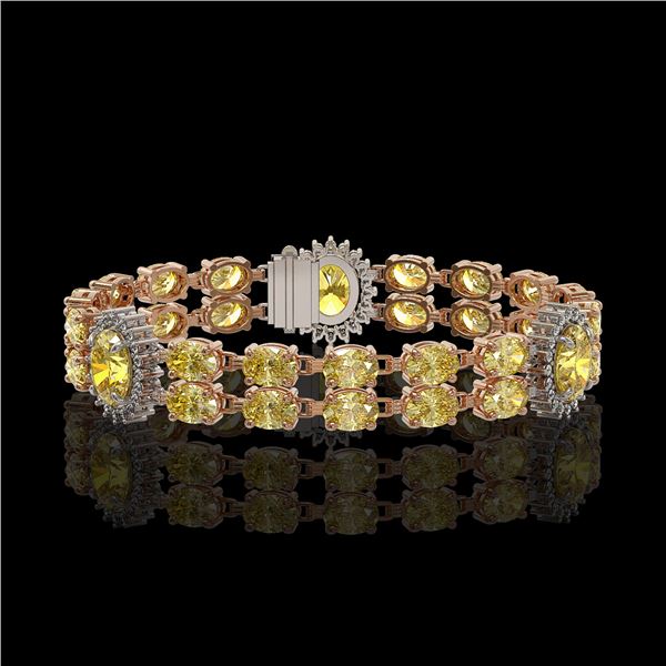 15.74 ctw Citrine & Diamond Bracelet 14K Rose Gold - REF-254H5R