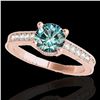 1.2 ctw SI Certified Fancy Blue Diamond Antique Ring 10k Rose Gold - REF-125A5N