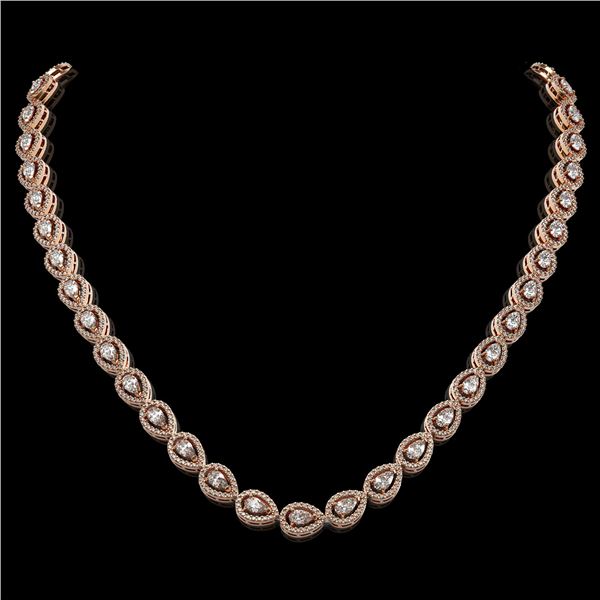 17.28 ctw Pear Cut Diamond Micro Pave Necklace 18K Rose Gold - REF-1497G3W