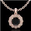 1.15 ctw Fancy Black Diamond Art Deco Stud Necklace 18k Rose Gold - REF-89X3A