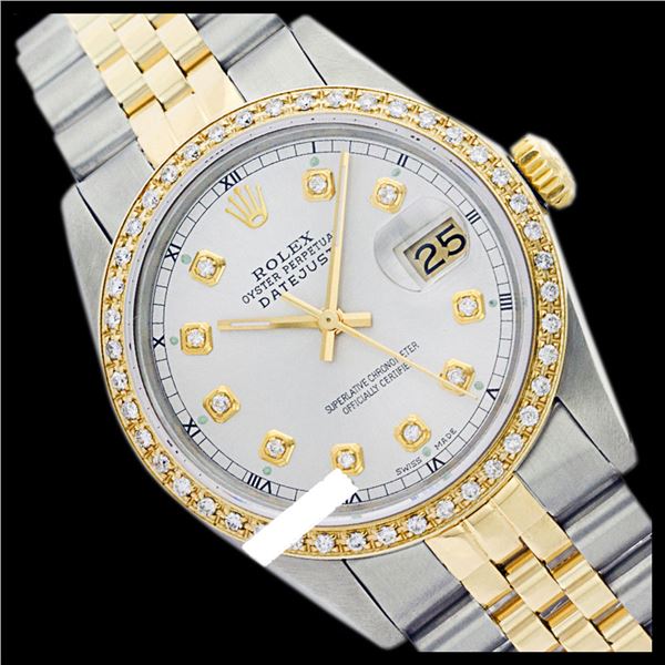 Rolex Ladies Two Tone 14K Gold/SS, Diamond Dial & Diamond Bezel, Sapphire Crystal