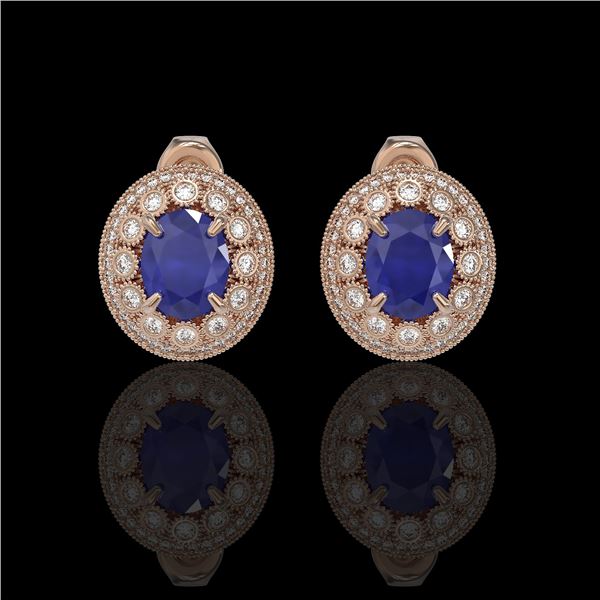8.84 ctw Certified Sapphire & Diamond Victorian Earrings 14K Rose Gold - REF-214K5Y