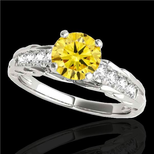 1.2 ctw Certified SI/I Fancy Intense Yellow Diamond Ring 10k White Gold - REF-197A8N