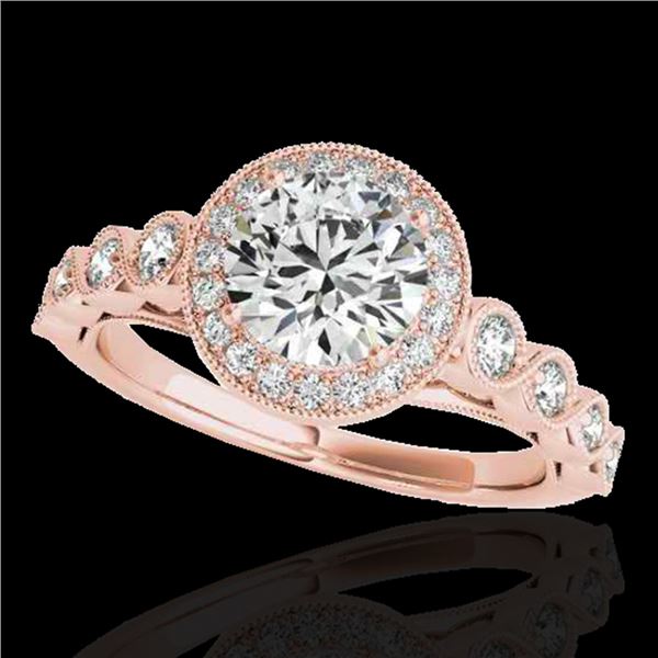 1.50 ctw Certified Diamond Solitaire Halo Ring 10k Rose Gold - REF-204N5F