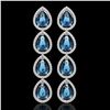 11.2 ctw London Topaz & Diamond Micro Pave Halo Earrings 10k White Gold - REF-172R8K