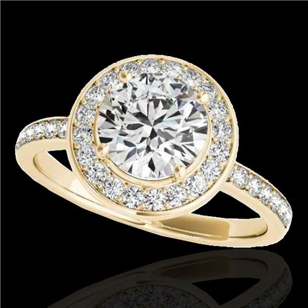 1.65 ctw Certified Diamond Solitaire Halo Ring 10k Yellow Gold - REF-252R3K