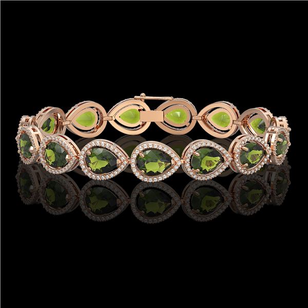 19.7 ctw Tourmaline & Diamond Micro Pave Halo Bracelet 10k Rose Gold - REF-361K3Y