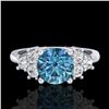 Image 2 : 1.25 ctw Fancy Intense Blue Diamond Art Deco Ring 18k White Gold - REF-209M3G