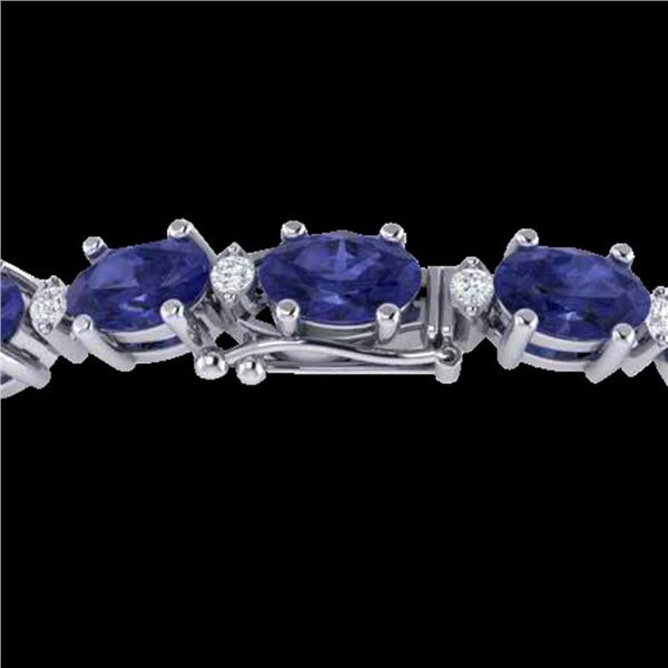 26.3 ctw Tanzanite & VS/SI Diamond Eternity Bracelet 10k White Gold - REF-345X5A