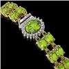 Image 3 : 18.66 ctw Peridot & Diamond Bracelet 14K Yellow Gold - REF-254X5A