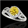 1.25 ctw Certified SI Fancy Intense Diamond Halo Ring 10k White Gold - REF-190A9N