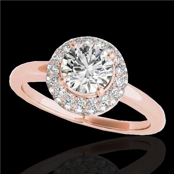1.43 ctw Certified Diamond Solitaire Halo Ring 10k Rose Gold - REF-197A8N