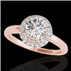 1.43 ctw Certified Diamond Solitaire Halo Ring 10k Rose Gold - REF-197A8N