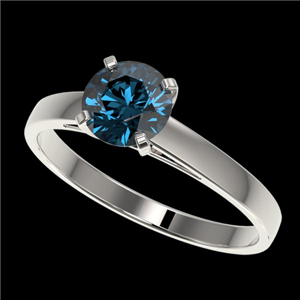 1.05 ctw Certified Intense Blue Diamond Engagment Ring 10k White Gold - REF-97F2M