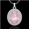 4.50 ctw Morganite & Micro Pave VS/SI Diamond Necklace 18k White Gold - REF-157Y6X