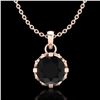 0.85 ctw Fancy Black Diamond Art Deco Stud Necklace 18k Rose Gold - REF-81G8W