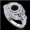 1.13 ctw Fancy Black Diamond Engagment Art Deco Ring 18k White Gold - REF-140K2Y