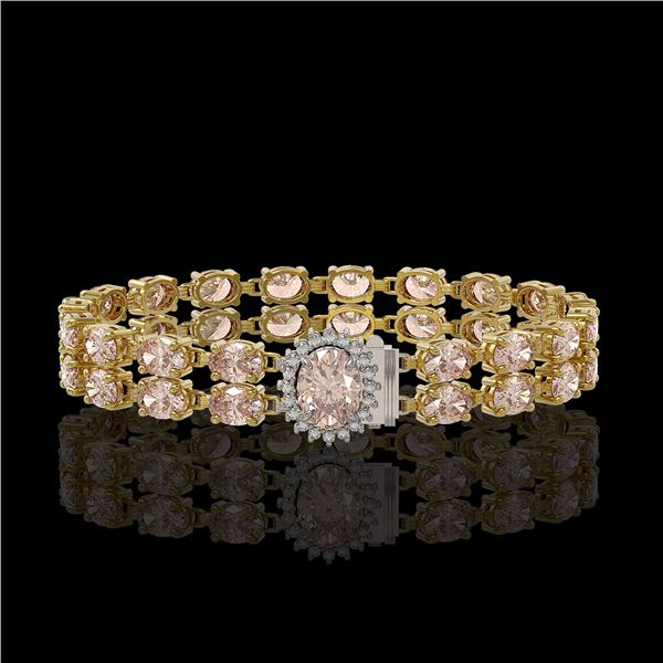16.5 ctw Morganite & Diamond Bracelet 14K Yellow Gold - REF-263R6K
