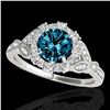 1.5 ctw SI Certified Fancy Blue Diamond Solitaire Halo Ring 10k White Gold - REF-130N9F