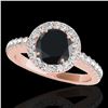 1.65 ctw Certified VS Black Diamond Solitaire Halo Ring 10k Rose Gold - REF-60F3M
