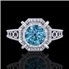 Image 2 : 1 ctw Intense Blue Diamond Engagment Art Deco Ring 18k White Gold - REF-200A2N