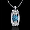 1.07 ctw Fancy Intense Blue Diamond Art Deco Necklace 18k White Gold - REF-123W6H