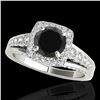 2 ctw Certified VS Black Diamond Solitaire Halo Ring 10k White Gold - REF-79K3Y