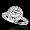 2 ctw Certified Diamond Solitaire Halo Ring 10k White Gold - REF-231X8A