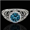 1.22 ctw SI Certified Fancy Blue Diamond Halo Ring 10k White Gold - REF-128R2K