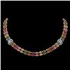 43.68 ctw Sapphire & Diamond Necklace 14K Rose Gold - REF-527A3N