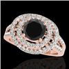 1.75 ctw Certified VS Black Diamond Solitaire Halo Ring 10k Rose Gold - REF-76Y3X